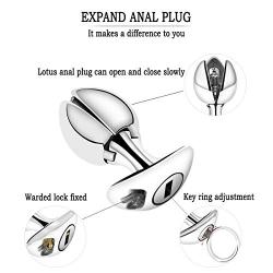 YiFeng Opening Lotus Anal Plug, Heavy Duty Stainless Steel Anal Trainer Butt Expander with Lock