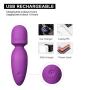 Mini Wand Massager,Fovel Wireless Cordless Portable Small Size Handheld Powerful Massage for Back Neck Shoulder Silent Waterproof USB Chargeable,Purple