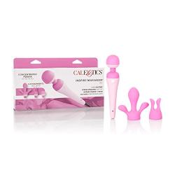 CalExotics Inspire Massager Kit - Body Wand Vibrator & Silicone Attachment Set for Couples – Adult Sex Personal Massager - Pink