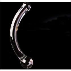 Loveria Crystal Glass Dildo Arched Prostate Massager G Spot Stimulator G-spot Stimulation Sex Toy for Women with Free Wrist strap