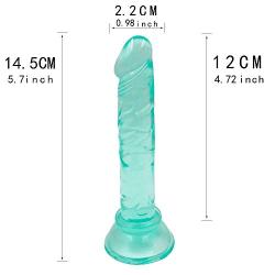 JSCRlove 6 Inch Realistic Ultra Soft-Ďîldɔ Transparent Green Women Skin-Friendly Relax Massager Real Feel Toy with Strong Base Women Socks