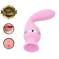 Realistic Vibratòr for Wonem Handheld Tongue Suck & Lick Stimulate C-lítōris G-pōint Simulator, Rechargeable Waterproof Silicone Massager Pink by ALBK