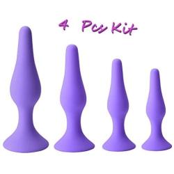 KM5-4Pcs/Set Silicone Plug Set for Women Amal Plugs Trainer Kit Passion Plug Relaxation Gifts (Purple)