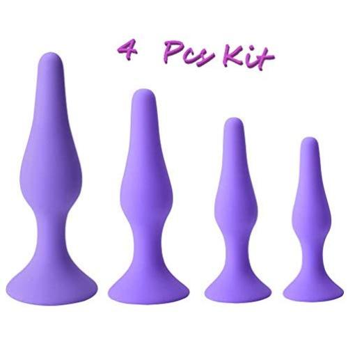 KM5-4Pcs/Set Silicone Plug Set for Women Amal Plugs Trainer Kit Passion Plug Relaxation Gifts (Purple)