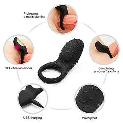 Vibrating Cock Ring, Remote Control 9-Speed Penis Ring Vibrator Medical Silicone Waterproof Rechargeable Powerful Vibration Sex Toy for Male and Couples