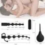 Vibrating Anal Plug Beads 10 Speeds with Enema Bulb Kit, KUUVAL Rechareable Anal Vibrator with Butt Plug Medical Silicone Douche Kit for Men Women and Couple Vibrating Anal Plug Beads 10 Speeds with Enema Bulb Kit, KUUVAL Rechareable Anal Vibrator with Butt Plug Medical Silicone Douche Kit for Men Women and Couple