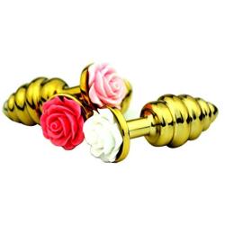 O-GAME Stainless Steel Amal Plug Rose Flower Decor Massage Male Female Erotic Toys