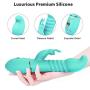 Thrusting Rabbit Vibrator with 3 Powerful Thrusting Actions 7 Vibration Modes for G Spot Clitoris Stimulation, PALOQUETH Waterproof Dildo Bunny Vibrator Personal Sex Toy for Women, Rechargeable Blue