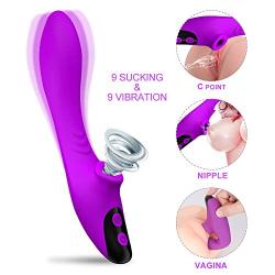 Maison-Market Clitoral Sucking Vibrator Dildo, G-spot USB Rechargeable Clitoris Stimulator Waterproof Clit Sucking Toys with 9 Vibration and Sucking Modes for Women and Couple Play