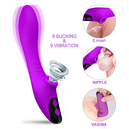 Maison-Market Clitoral Sucking Vibrator Dildo, G-spot USB Rechargeable Clitoris Stimulator Waterproof Clit Sucking Toys with 9 Vibration and Sucking Modes for Women and Couple Play