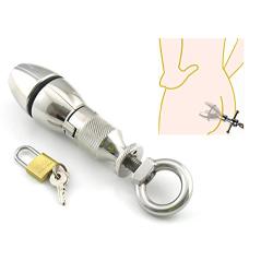 ThinkMax Stainless Steel Anal Plug Lock Rotate Open Expension Chastity for Restraints Slave Ass Hole