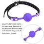 RYOZOCH SM Silicone Ball Gag with Lock Leather Strap BDSM Adult Sex Toys Bondage Kit Restraints Play (1.5in Ball, Purple+Black)