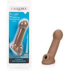 CalExotics Ultimate Extender – Male Extension Penis Girth Enhancement Sleeve with Support Ring – Sex Toys for Men and Couples - Brown