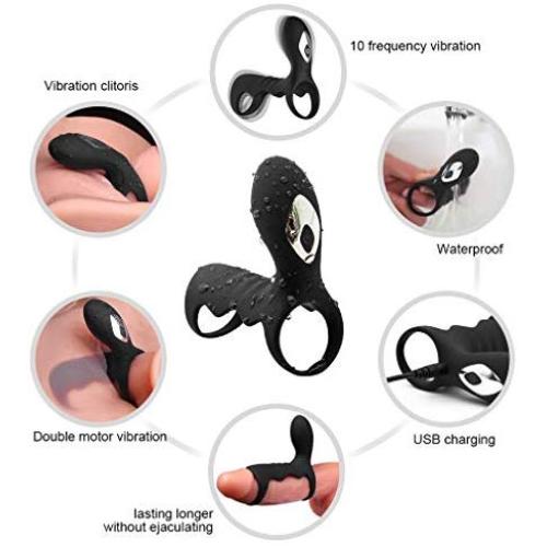 Male Cǒckríngs Powerful Longer Lasting Shake Rooster,Electric Silicone Happy Toys Shock 10 Speeds USB Charged
