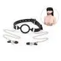 RYOZOCH SM Ball Gag Silicone with Chained Nipple Clamps O Ring Open Mouth Gag Adjustable Strap Bondage Harness Restraints RYOZOCH SM Ball Gag Silicone with Chained Nipple Clamps O Ring Open Mouth Gag Adjustable Strap Bondage Harness Restraints