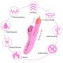 G Spot Clitoral Vibrator, Waterproof Soft Silicone Licking Tongue Vibrating Dildo Oral Massager Vagina Stimulator Sex Toy with Heating Function, Pink