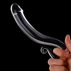 Double-Ended Glass Wand Textured Curved Huge Smooth Medical-Grade Crystal Stick for Women Men Female Beginners