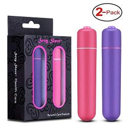 Sexy Slave Portable Waterproof 10 Speed Bullet Vibrator - Mini Electrical Massager - Clit Stimulator (Pack of 2, Pink and Purple)