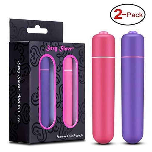 Sexy Slave Portable Waterproof 10 Speed Bullet Vibrator - Mini Electrical Massager - Clit Stimulator (Pack of 2, Pink and Purple)