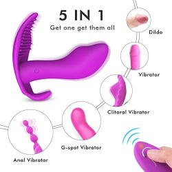 Hands Free Play USB Rechargeable Wearable G-Spot Víbratórs for Women Waterproof Cl-ǐtoral Invisible Víbratór Sexxxo Toys Toys for Couples, Tshirt Realistic Silicone