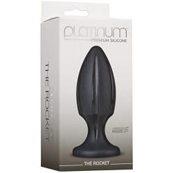 Doc Johnson Platinum Premium Silicone - The Rocket - Anal Toy with Suction Cup Base - Butt Plug - Black