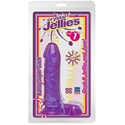 Doc Johnson Crystal Jellies - 7 Inch Ballsy Super Cock - 8 in. Long and 1.8 in. Wide - Balls Provide a Sturdy Base - Dildo - Purple