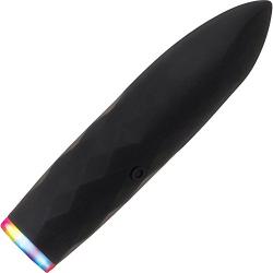 Evolved Novelties Powerful 7 Function Silicone Rechargeable Waterproof Light-up Base Bullet Vibrator, Black