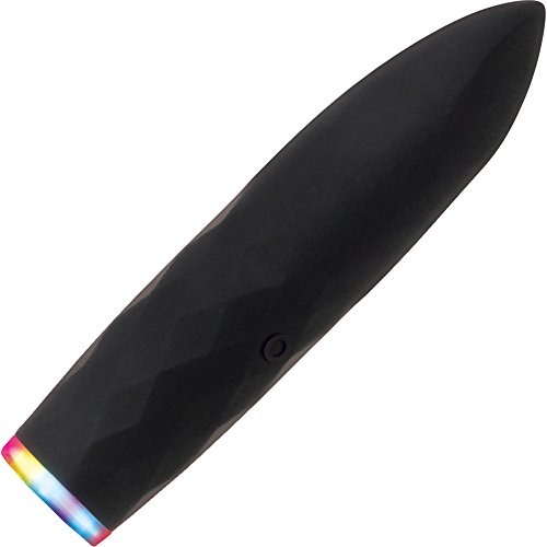 Evolved Novelties Powerful 7 Function Silicone Rechargeable Waterproof Light-up Base Bullet Vibrator, Black