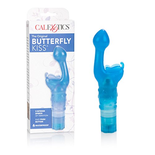 CalExotics Original Butterfly Kiss Vibrator - Multi-Speed Waterproof Vibe – Adult Sex Toys for Couples - Clitoral G Spot Massager – Blue