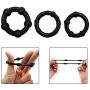 3-Packs Silicone Cock Ring Erection Prolong Sex Elastic Penis Enlarger Orgasm Enhancer (3PCS Black)