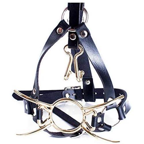 Leather Gold Metal Spider Nose Hook Mouth Plug Toy