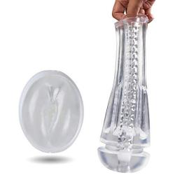 Deluxe Male Masturbation Cup Soft Tunnel Clear Anal Male Masturbator Sleeve with Vibrating Bullet Discreetly Shipping