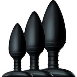 Nexus Butt Plug Trio Kit - 3 Super Smooth- Ridged - Silicone - Unisex - Black