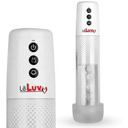 LeLuv Mens Ipump Electric Penis Pump Tubeless 3-Speedmatic Electric Battery Powered Wireless White Bundle with Magic Sleeve Male Stamina Trainer