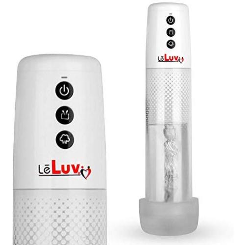 LeLuv Mens Ipump Electric Penis Pump Tubeless 3-Speedmatic Electric Battery Powered Wireless White Bundle with Magic Sleeve Male Stamina Trainer