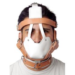 Strict Leather White and Tan Hospital Style Leather Muzzle