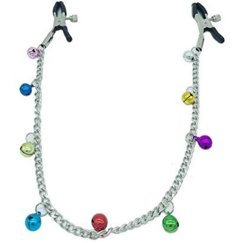 HXC_TECHA Nipp le Clamps Adjustable Tweezer with 9 Bell Chain Accessories Two Head Clip