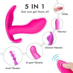 Wearable G Spot Vibrator, Clitoris Anal Vagina Stimulation Dildo Vibrators with 10 Vibrations Remote Control, Invisible Fantasy Waterproof Vibrating Patterns，Rechargeable Sex Toys for Women