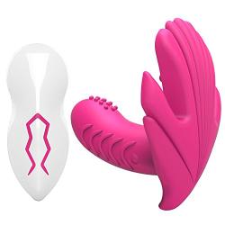 JJGO+TSHIRT SIU Wireless Remote Control Vibrating Panties Invisible Wearing Butterfly Waterproof Clitoral Stimulation Sex-Toyss for Women,Red