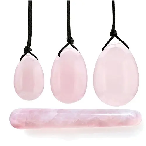 PESOENTH 4Pcs Set Jade Yoni Eggs Massage Stick,3 Pcs Drilled Natural Rose Quartz Crystal Jade Eggs Massage Stone + 1 Pcs Guasha Scraping Massage Tool for Women Kegel Exercise Train Pelvic Muscles PESOENTH 4Pcs Set Jade Yoni Eggs Massage Stick,3 Pcs Drilled Natural Rose Quartz Crystal Jade Eggs Massage Stone + 1 Pcs Guasha Scraping Massage Tool for Women Kegel Exercise Train Pelvic Muscles