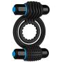 Doc Johnson OptiMALE - Vibrating Double C-Ring - Two Rings, one for shaft, one for testicles - Stretchable Silicone - 2 Powerful and Removable 10 Function Bullets - Black
