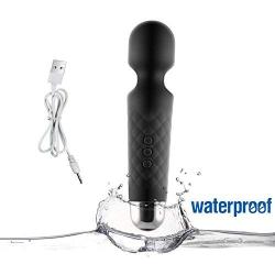 Massager mini Massager Handheld Electric Bullet Body Neck Face Foot Massage therapy tool Portable Waterproof 20 frequency 8X Multi-Speed (Black)