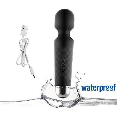 Massager mini Massager Handheld Electric Bullet Body Neck Face Foot Massage therapy tool Portable Waterproof 20 frequency 8X Multi-Speed (Black)
