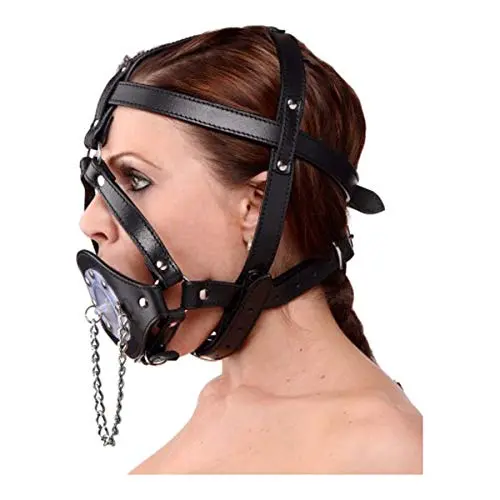 Strict Leather Plug It Up Head Harness with Mouth Gag Strict Leather Plug It Up Head Harness with Mouth Gag