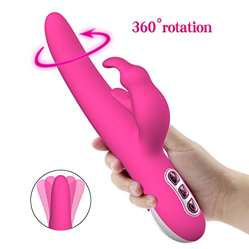 YETRUN Electric Rabbit Vibrator for Women 360° Rotation Dildo USB Rechargeable Vibrating Adult Sex toys G-spot Vagina Vibes Cordless Dual Motors Sexual Masturbator Discreet Package …