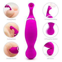 Cli^torial Sucking Toy for Women,12 Sucking Modes Tongue Vibrating Toy & Simulator with 24 Speed Vibration T-Shirt