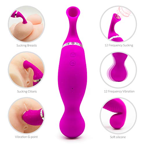 Cli^torial Sucking Toy for Women,12 Sucking Modes Tongue Vibrating Toy & Simulator with 24 Speed Vibration T-Shirt
