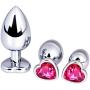 KM86-3-Piece Stainless Steel Heart-Shaped Metal Bútˉţs Pluĝs-Ms. Training Tool, Beginners kit (Pink)