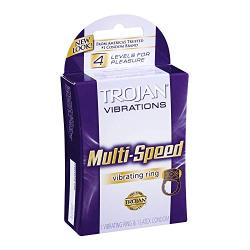 Trojan Multi Speed Vibrating Ring, Pack of 4