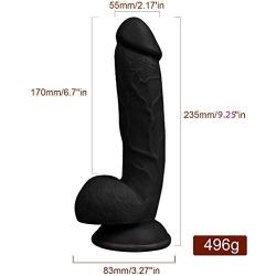 Black Realistic Soft-Ďîldɔ 9.0 inches Massage for Women and Couples